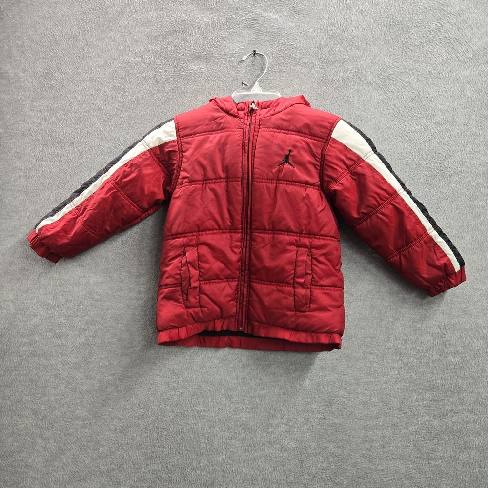 Jordan Boys Jacket 6 Red Nylon Polyester Puffer Jumpman Embroidered Fleece READ